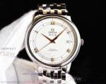 Perfect Replica Omega De Ville All Gold Roman Markers Stainless Steel Smooth Bezel 39.5mm Watch